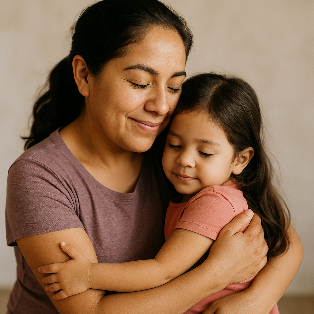 Mama abrazando hija